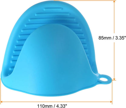 4pcs Thickened Mini Oven Gloves, Heat Resistant Silicone Oven Mitts Finger Pinch Grips Pot Holder for Kitchen, Cooking, Baking, BBQ Heat Resistant Gloves, Blue