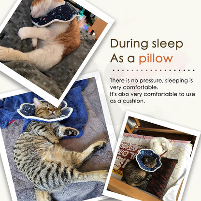 Soft Cat Recovery Collar,Adjustable Cat Cone,Cat Protective Cone Collar After Surgery,for Cats (Starry Sky, M)
