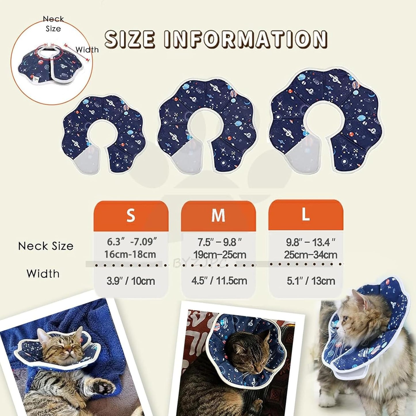 Soft Cat Recovery Collar,Adjustable Cat Cone,Cat Protective Cone Collar After Surgery,for Cats (Starry Sky, M)
