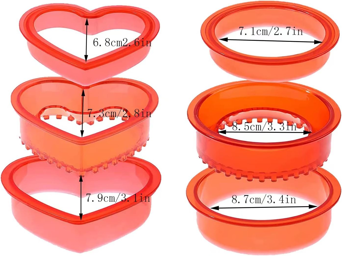Sandwich Cutter and Sealer,Pack of 2 Bread Sandwich Pancake Maker,Kids Lunch Pastry Bread Cutter,Great for Lunchbox and Bento Box,Boys and Girls Kids Lunch(Heart,Round),blue,red