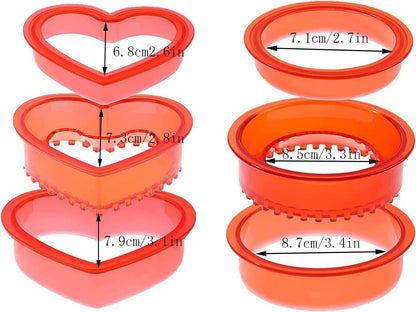 Sandwich Cutter and Sealer,Pack of 2 Bread Sandwich Pancake Maker,Kids Lunch Pastry Bread Cutter,Great for Lunchbox and Bento Box,Boys and Girls Kids Lunch(Heart,Round),blue,red