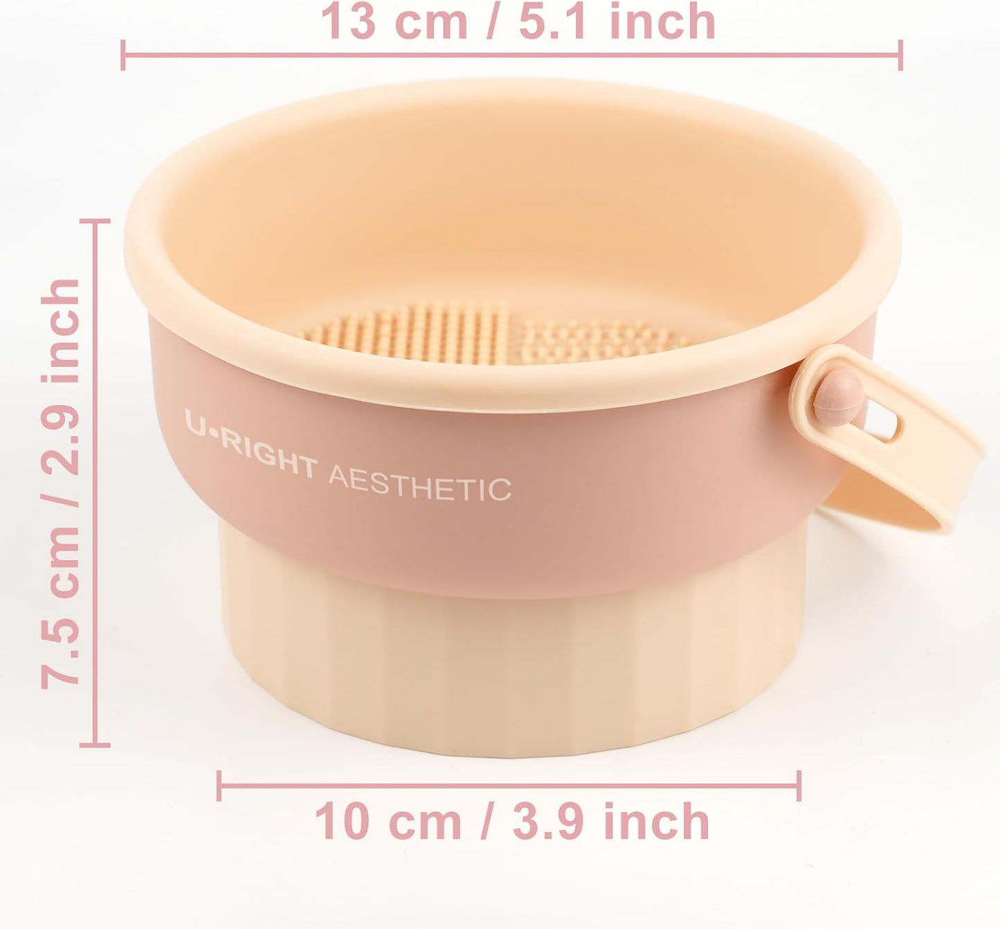 Makeup Brush Cleaner Mat 3 in 1 Silicone Makeup Brush Cleaning Bowl with Drying Holder Brush Cleaning Scrubber Tool Cosmetic Brush Cleaner with Holder for Storage Stand (Pink)