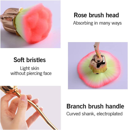 2 Pieces Rose Makeup Brushes Blush Brush Super Large Face Powder Makeup Brushes kabuki brushes for Powder Cosmetic Nail Dust Brush Loose Powder Brush Makeup Manicure (Gold/Pink)