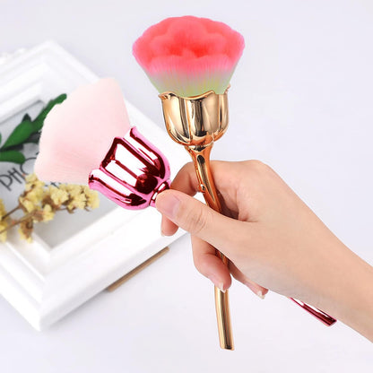 2 Pieces Rose Makeup Brushes Blush Brush Super Large Face Powder Makeup Brushes kabuki brushes for Powder Cosmetic Nail Dust Brush Loose Powder Brush Makeup Manicure (Gold/Pink)