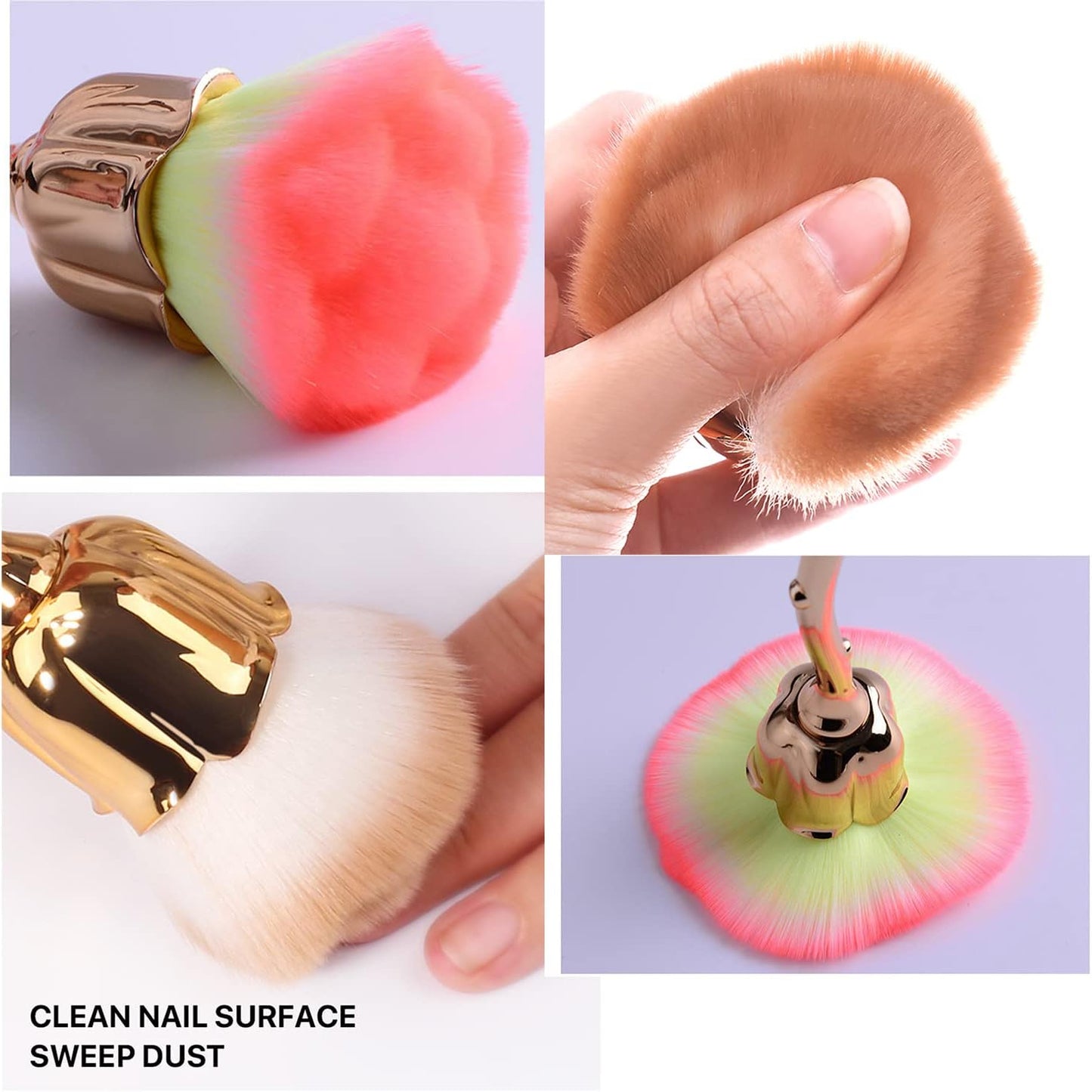 2 Pieces Rose Makeup Brushes Blush Brush Super Large Face Powder Makeup Brushes kabuki brushes for Powder Cosmetic Nail Dust Brush Loose Powder Brush Makeup Manicure (Gold/Pink)