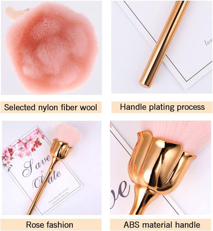 2 Pieces Rose Makeup Brushes Blush Brush Super Large Face Powder Makeup Brushes kabuki brushes for Powder Cosmetic Nail Dust Brush Loose Powder Brush Makeup Manicure (Gold/Pink)