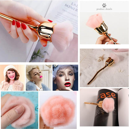 2 Pieces Rose Makeup Brushes Blush Brush Super Large Face Powder Makeup Brushes kabuki brushes for Powder Cosmetic Nail Dust Brush Loose Powder Brush Makeup Manicure (Gold/Pink)