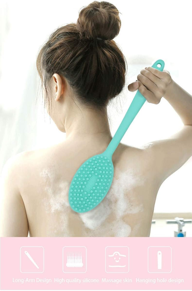 Loofah Exfoliating Body Scrubber 2 in 1 Face And Body Silicone Scrubber - Silicone Shower Brush Bath Sponge Loofa Main Image