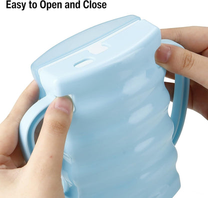 2 Pack Pouch Holder No Squeeze, Baby Food Pouch Juice Boxe Holder with Handle for Food Pouches and Drinks, Blue/Purple