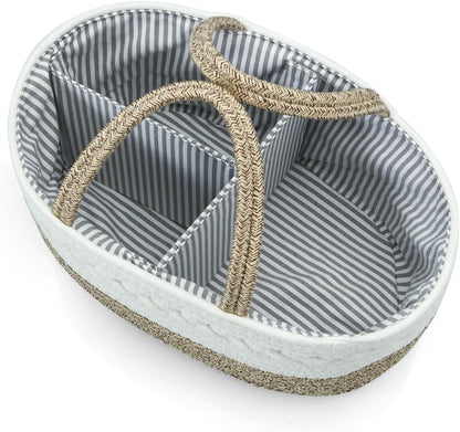 Baby Diaper Caddy Organizer, Portable Nursery Organizers and Storage Baby Basket, Cotton Rope Diaper Organizer for Baby Shower Gifts Newborn Infants - Brown