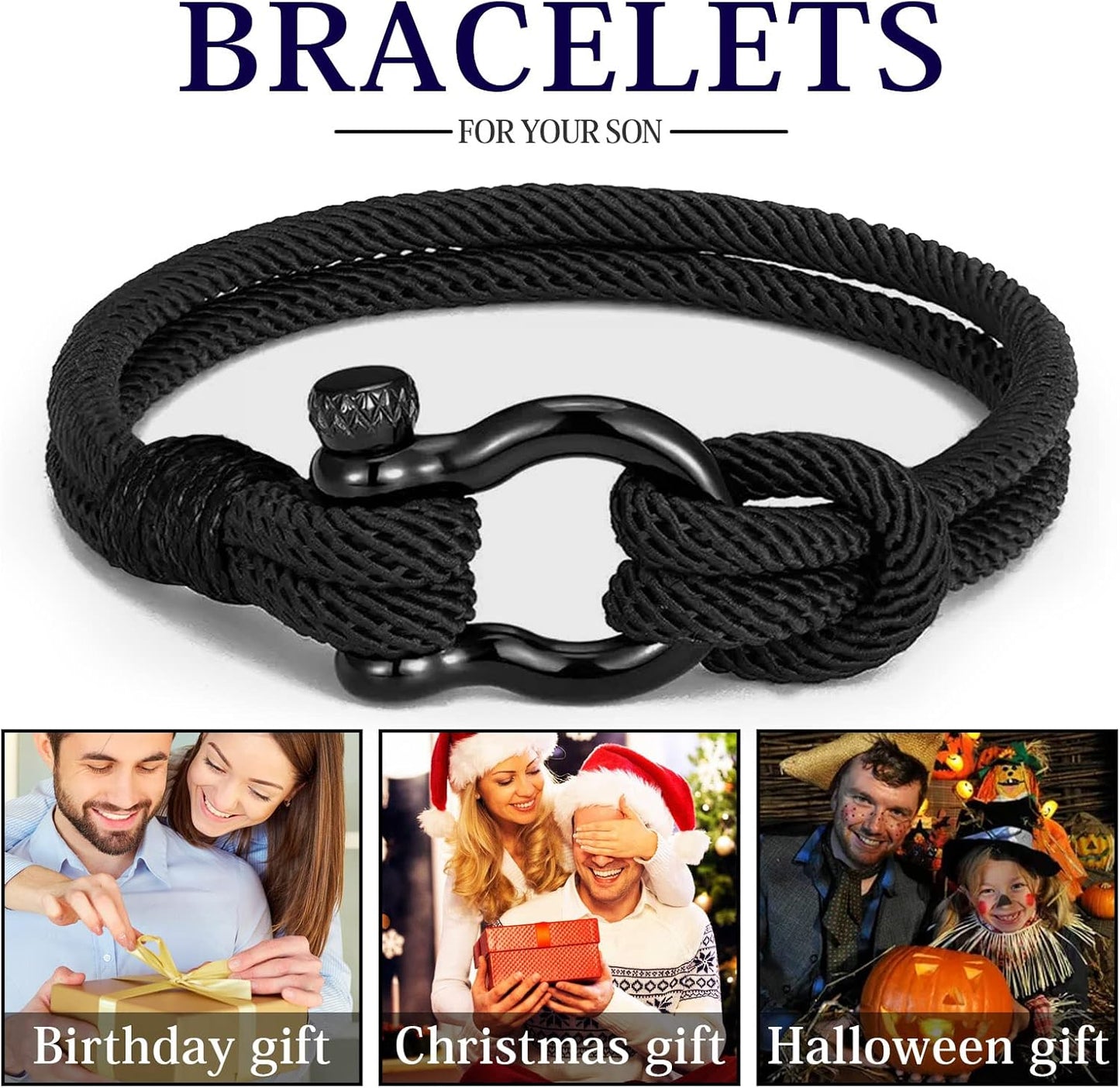 To My Son Bracelet from Mom with Inspirational Love Quotes, I Will Always Be with You Leather Bracelets for Men, Showing Mother Love You Forever, Personalized Custom Men Bracelets Graduation Birthday Back to School Gifts for Son from Mom