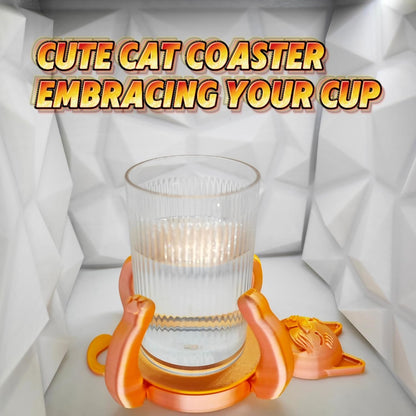 Funny Cat Coasters Cup Cuddler, 3D Creative Coasters for Drinks, Bars, Party, Birthday Gifts for Cat Lovers, Home Decor Housewarming and White Elephant Gifts Ideas
