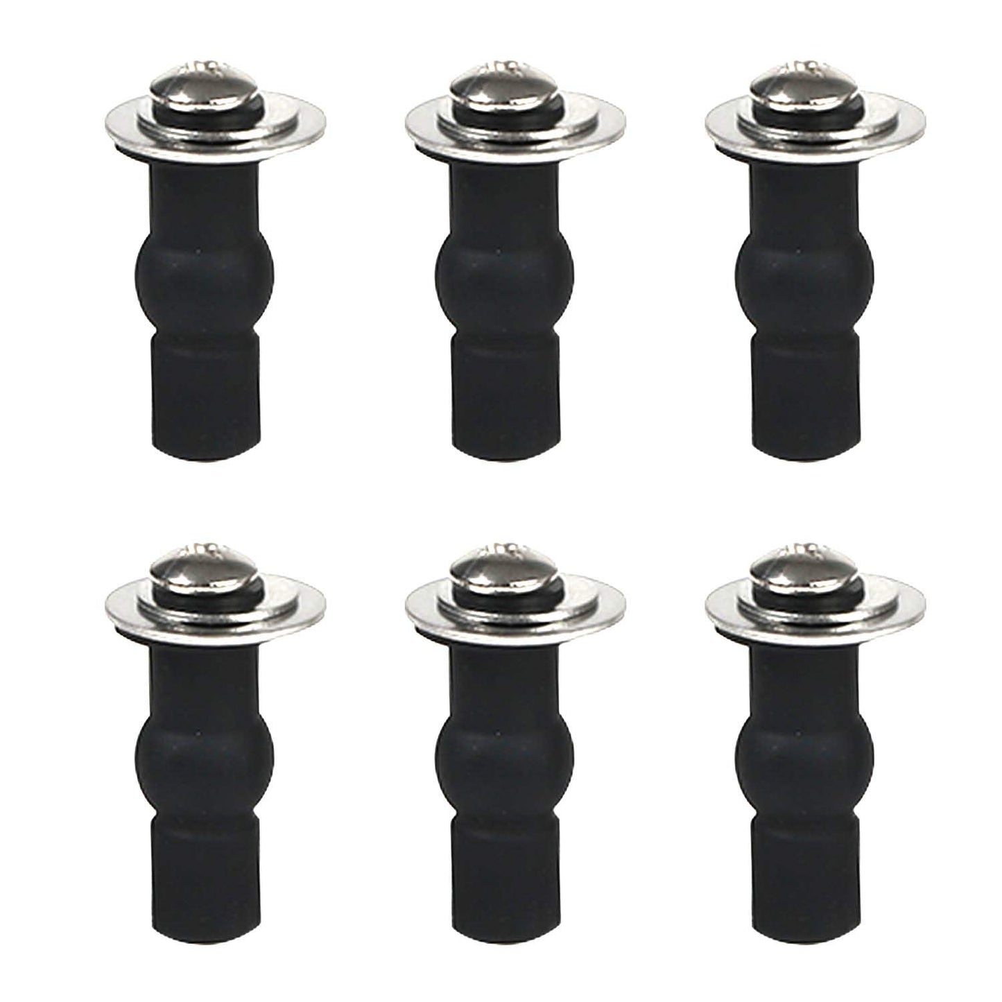 6 Pack Universal Toilet Seat Hinges Screw, Toilet Seat Hinges Blind Hole fixings Expanding Rubber Top Fix Nuts Screws for Top Mounting Toilet Seat Hinges-3 Pairs (with One Expandable Ball)