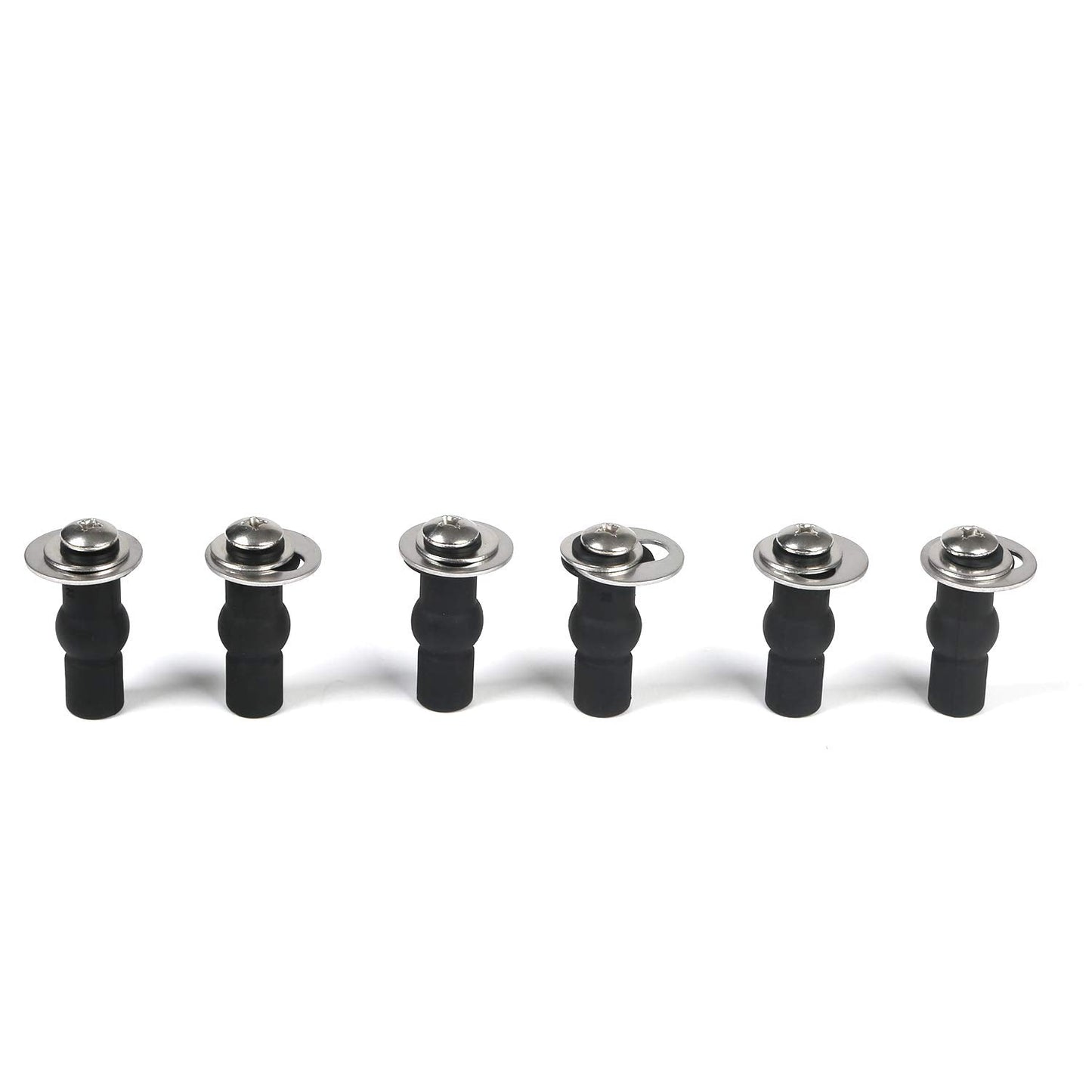 6 Pack Universal Toilet Seat Hinges Screw, Toilet Seat Hinges Blind Hole fixings Expanding Rubber Top Fix Nuts Screws for Top Mounting Toilet Seat Hinges-3 Pairs (with One Expandable Ball)