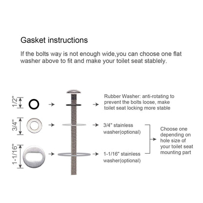 6 Pack Universal Toilet Seat Hinges Screw, Toilet Seat Hinges Blind Hole fixings Expanding Rubber Top Fix Nuts Screws for Top Mounting Toilet Seat Hinges-3 Pairs (with One Expandable Ball)