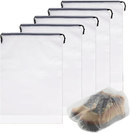 Store 10 Pack Transparent Shoe Bags 40x30 cm for Travel Large Clear Shoes Storage Organizers Pouch with Rope for Men and Women Home Storage Water-Resistant