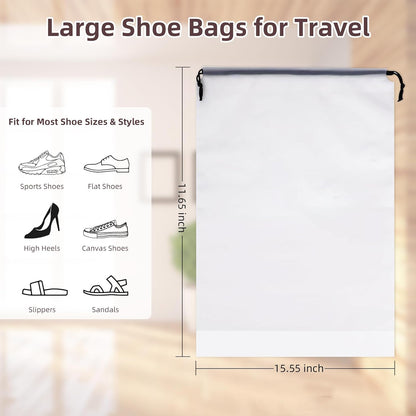 Store 10 Pack Transparent Shoe Bags 40x30 cm for Travel Large Clear Shoes Storage Organizers Pouch with Rope for Men and Women Home Storage Water-Resistant