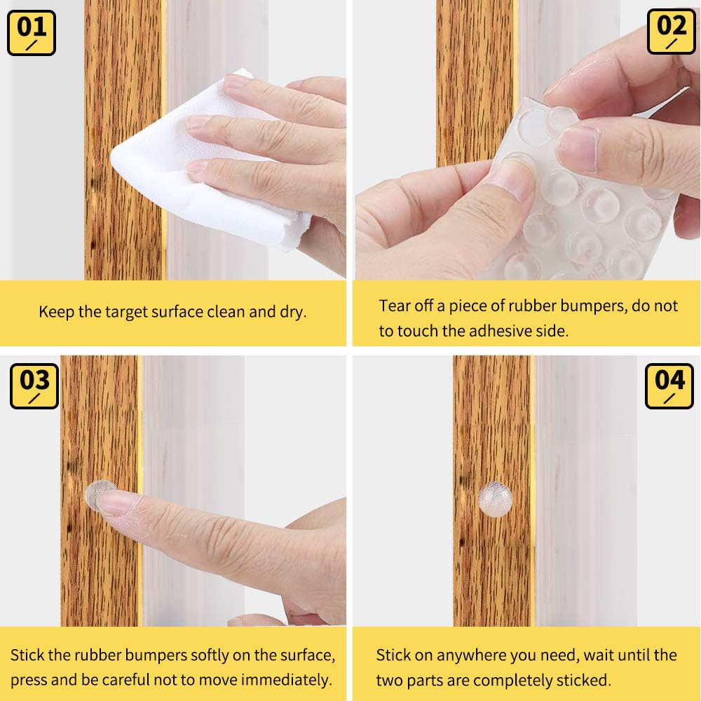 Store Rubber Bumpers Clear Self Adhesive Bumpers Noise Dampening Buffer Pads 100PCS 3/8 Inch Protection for Cabinet Door Drawer Wooden Floor-Hemispherical