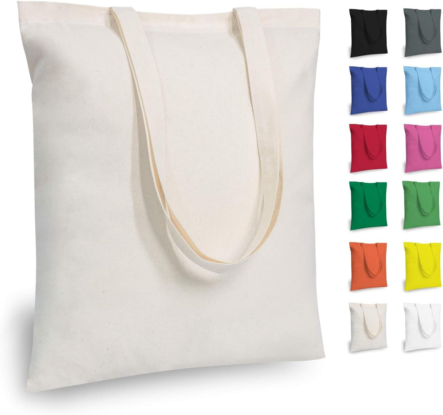 12-Pack Economical Cotton Tote Bag, Lightweight Medium Reusable Grocery Shopping Cloth Bag, Suitable for DIY, Advertising, Promotion, Gift, Giveaway, Activity