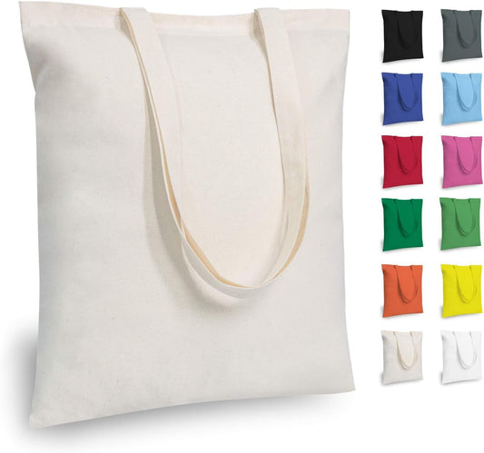 12-Pack Economical Cotton Tote Bag, Lightweight Medium Reusable Grocery Shopping Cloth Bag, Suitable for DIY, Advertising, Promotion, Gift, Giveaway, Activity