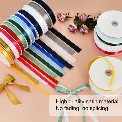 1/2 Inch x 100yds White Satin Ribbon Thin Solid Fabric Ribbons for Invitation Gift Wrapping, Bows Craft Making, Floral Bouquets, Valentine's Day Wedding Party Decoration