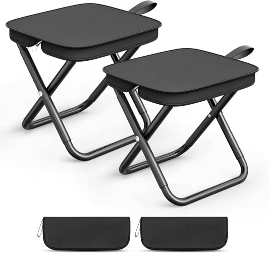 Camping Stool, Portable Folding Stool with Carry Bag, Foldable Seat, Ultralight Camping Stool for Travel Walking Hiking Fishing Picnic Barbecue (2, Black)
