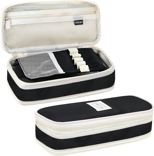 Large Capacity Pencil Case with Compartments, Aesthetic Pencil Pouch with Double Zipper Cute Pen Pouch for Students, Adults Teens, Back to School Supplies Office, Home Use