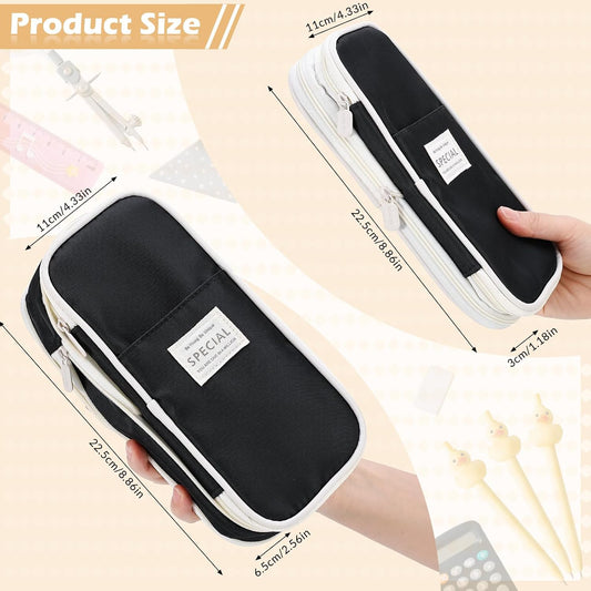 Large Capacity Pencil Case with Compartments, Aesthetic Pencil Pouch with Double Zipper Cute Pen Pouch for Students, Adults Teens, Back to School Supplies Office, Home Use