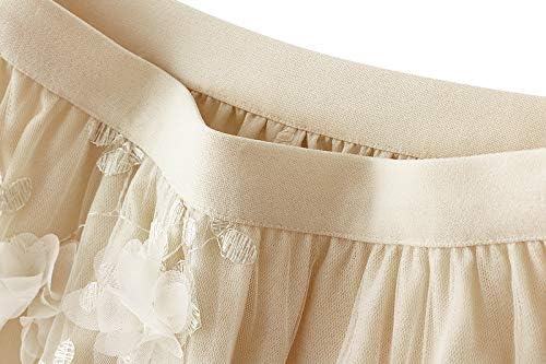 Women's Tutu Tulle Skirt Elastic High Waist Layered Midi Skirt Lace Embroidery Asymmetrical A-Line Skirt