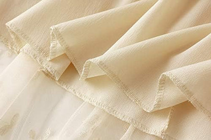 Women's Tutu Tulle Skirt Elastic High Waist Layered Midi Skirt Lace Embroidery Asymmetrical A-Line Skirt