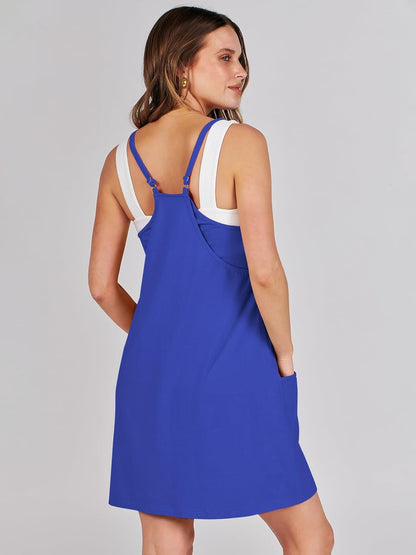 Women 2023 Summer Sleeveless Mini Dress Casual Short Sundress Workout Tennis Athletic Onesie with Pockets