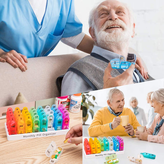 Monthly Pill Organizer 2 Times a Day - 30 Day Pill Box AM PM, BPA Free One Month Medicine Organizer Twice Daily, 31-Day Case to Hold Vitamins, Supplements & Medication