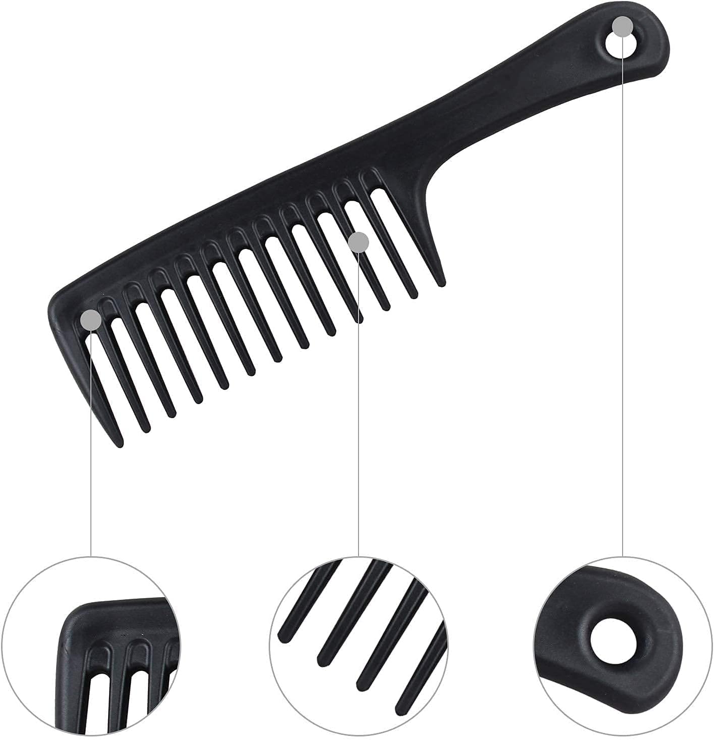 3 Pcs Wide Tooth Comb, Detangler Hair Comb for Women Shower Wet Dry Curly Long Thick Hair (Blue White Black)