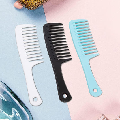 3 Pcs Wide Tooth Comb, Detangler Hair Comb for Women Shower Wet Dry Curly Long Thick Hair (Blue White Black)