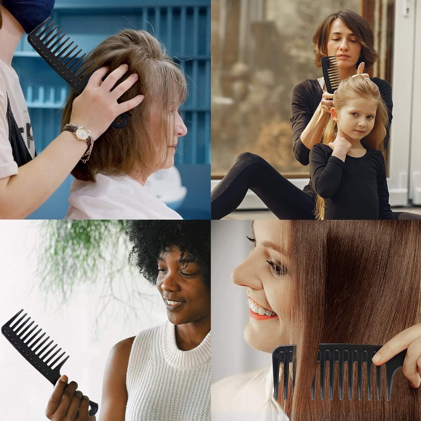 3 Pcs Wide Tooth Comb, Detangler Hair Comb for Women Shower Wet Dry Curly Long Thick Hair (Blue White Black)