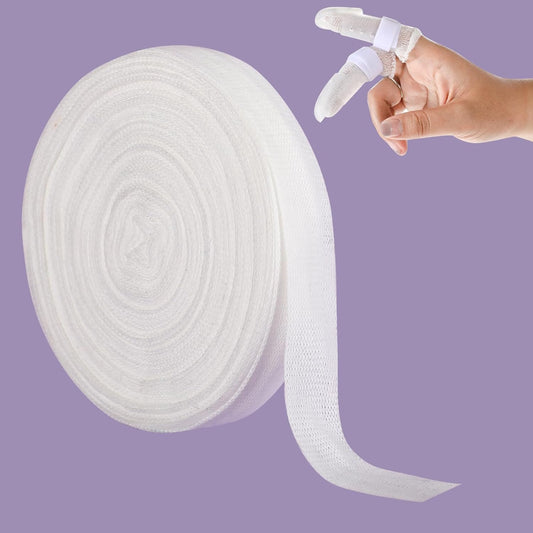 Finger Tubular Bandage, Net Wound Dressing Stretch Tubing Gauze Dressing Retainer Breathable Thumb Toe Covers for Wounds Finger Applicator and Splint, 1.5CM X 20M