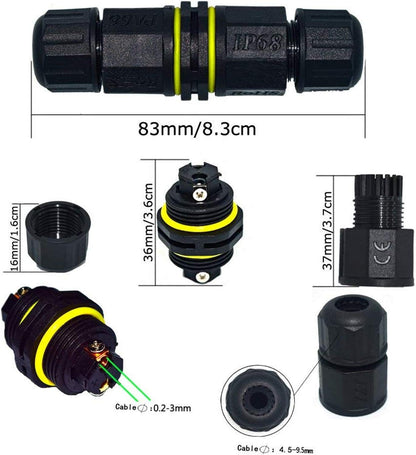 FX Junction Box Outdoor Waterproof IP68 Electrical Cable Connector 2 Way M20 Plug Wire Range 5 to 12mm External Cord Boxes 2 pcs