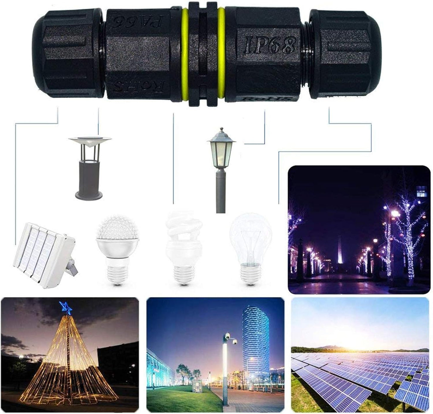 FX Junction Box Outdoor Waterproof IP68 Electrical Cable Connector 2 Way M20 Plug Wire Range 5 to 12mm External Cord Boxes 2 pcs