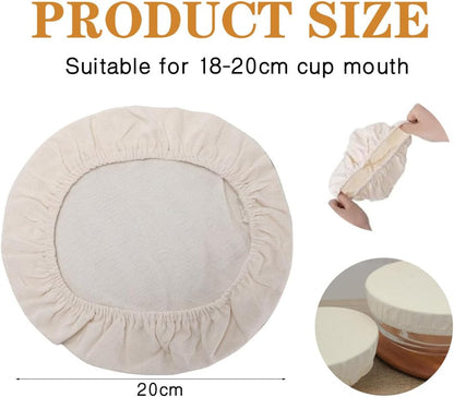 Sourdough Starter Bowl Covers 5PCS Reusable Sourdough Starter Jar Cloth Cover Elastic Fabric Caps Bread Proofing Bowl Lid Dough Basket Cover