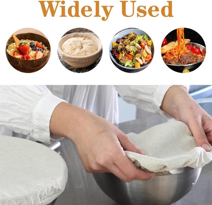 Sourdough Starter Bowl Covers 5PCS Reusable Sourdough Starter Jar Cloth Cover Elastic Fabric Caps Bread Proofing Bowl Lid Dough Basket Cover