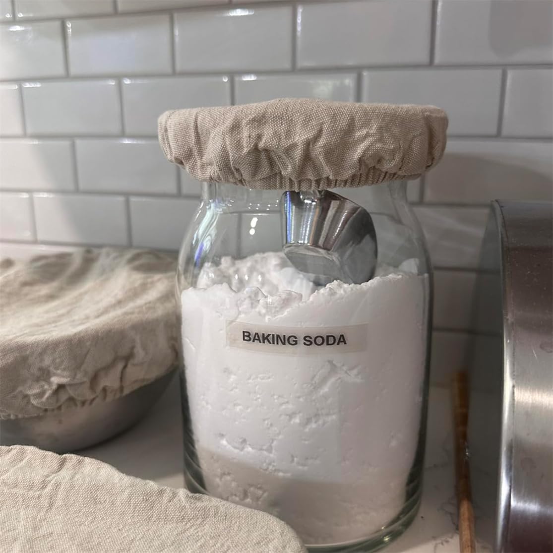 Sourdough Starter Bowl Covers 5PCS Reusable Sourdough Starter Jar Cloth Cover Elastic Fabric Caps Bread Proofing Bowl Lid Dough Basket Cover