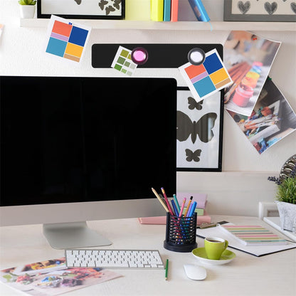 Magnetic Bulletin Board 6PCS Frameless Iron Board Strips Memo Board Bar Adhesive Backing Stainless Whiteboard Strips with 20PCS Magnet for Classroom Office Kitchen