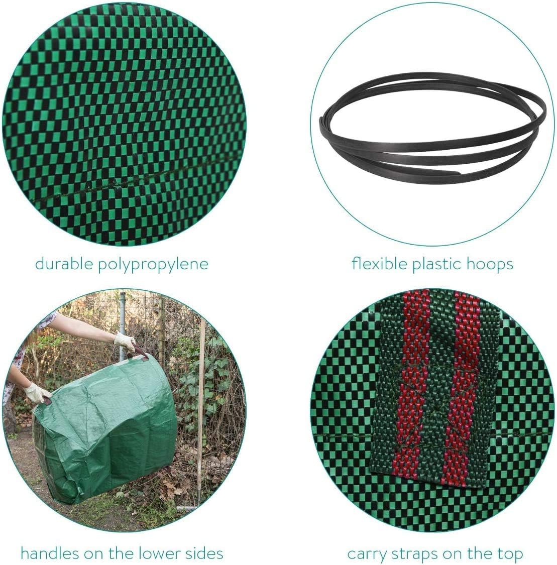 Reusable Gardening Lawn Leaf Bag, 272L, Green, 1 Count