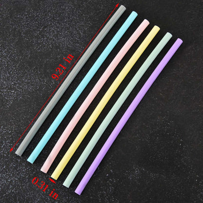 Reusable Silicone Straw, 6 Pcs Colorful Washable Food Grade Silicone Straw with Straw Cleaner