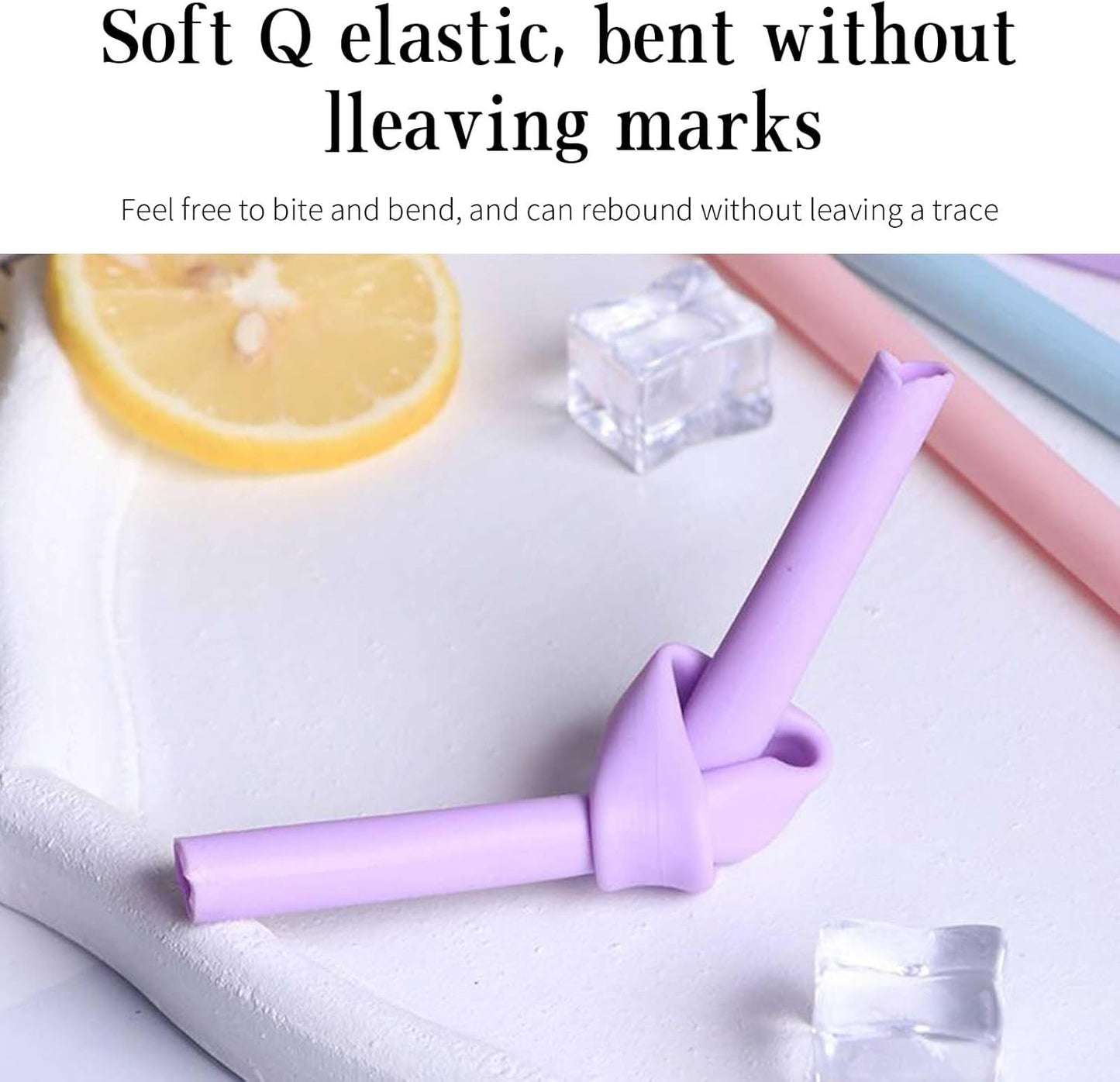 Reusable Silicone Straw, 6 Pcs Colorful Washable Food Grade Silicone Straw with Straw Cleaner