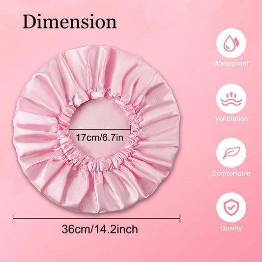 Satin Bonnet Silk Hair Cap for Sleeping, Adjustable Double layer Reversible Satin Sleep Cap with Hair Ties (Pink)