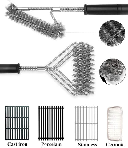 2 Pack BBQ Grill Brush, 18 inch BBQ Accessories, BBQ Cleaning Brush Safe Bristle Free BBQ Brush,100% Rust-Proof Stainless Steel- BBQ Grill Cleaner for Gas, Charcoal, Smoker, Porcelain, Infrared Grill