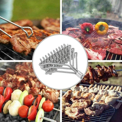 2 Pack BBQ Grill Brush, 18 inch BBQ Accessories, BBQ Cleaning Brush Safe Bristle Free BBQ Brush,100% Rust-Proof Stainless Steel- BBQ Grill Cleaner for Gas, Charcoal, Smoker, Porcelain, Infrared Grill