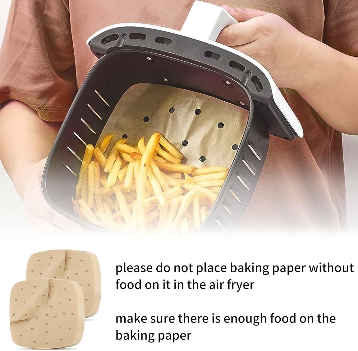 Air Fryer Parchment Paper Liners 8.5 inch, 200Pcs Perforated Air Fryer Liners Non Stick Square Air Fryer Paper for Cake Pan Basket Baking Ovening Steaming