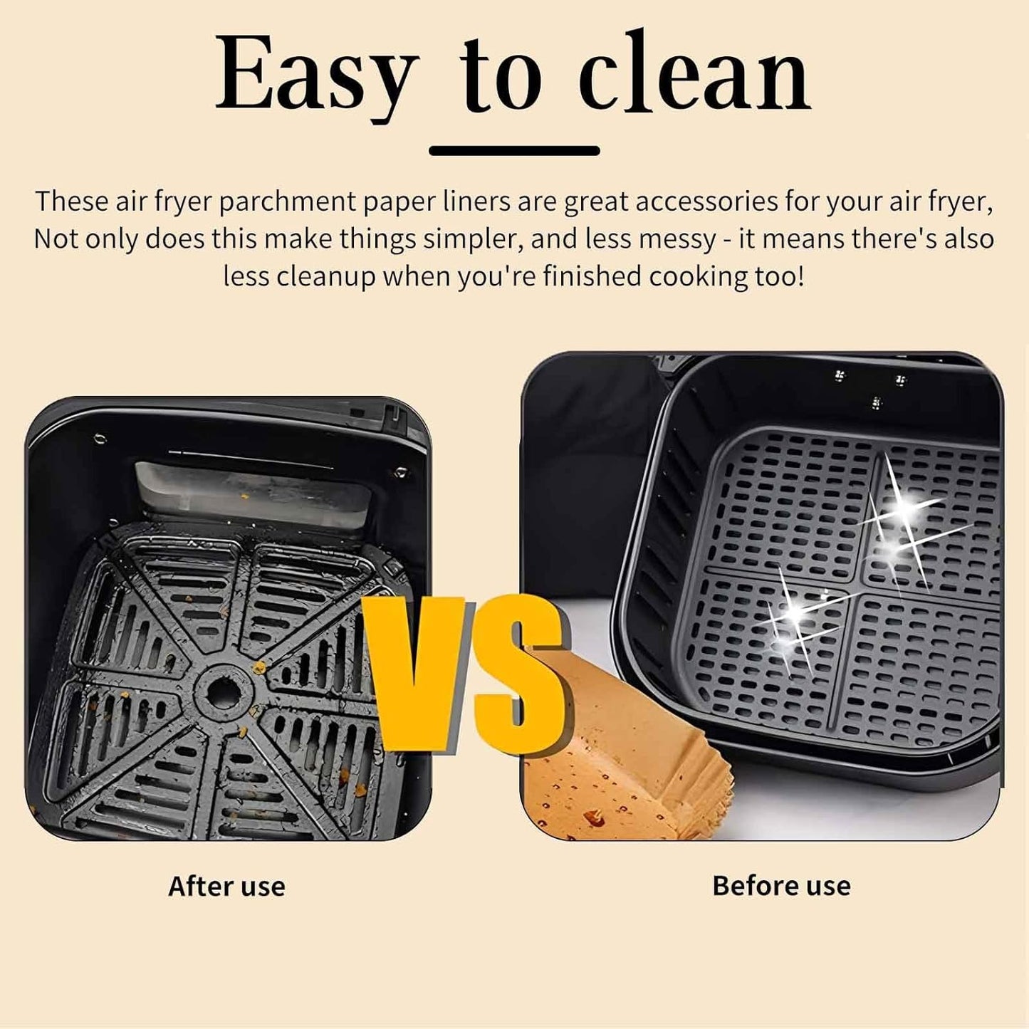 Air Fryer Parchment Paper Liners 8.5 inch, 200Pcs Perforated Air Fryer Liners Non Stick Square Air Fryer Paper for Cake Pan Basket Baking Ovening Steaming